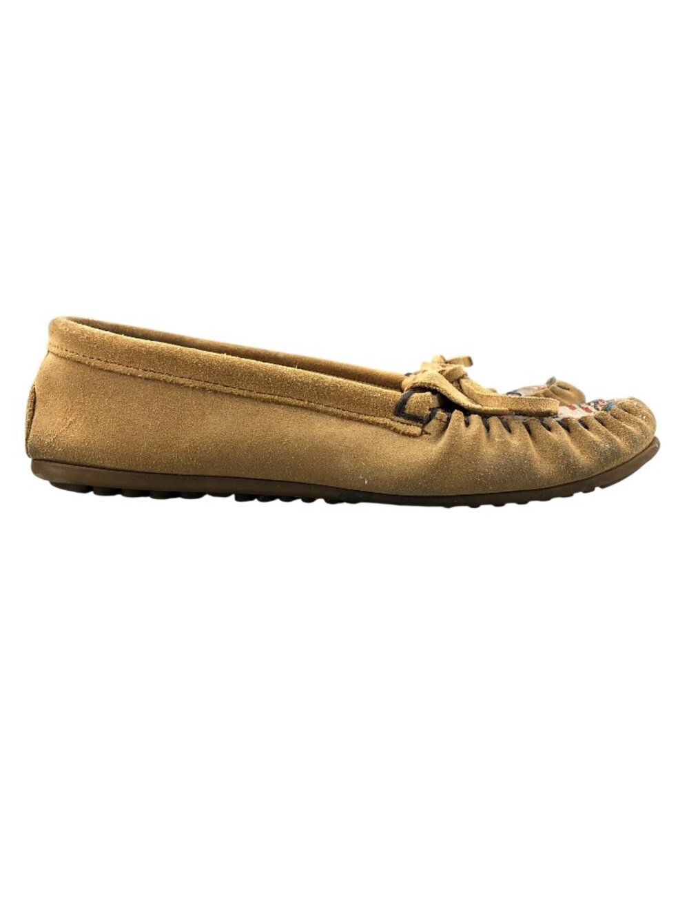 Minnetonka Women's Size 11 El Paso II Tan Brown Suede Slip On Moccasins Flats